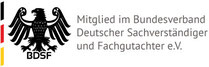 BDSF Siegel der Mitgliedschaft im Bundesverband deutscher Sachverständiger und Fachgutachter e v